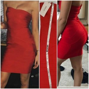 NWT House of CB Dress Red Strapless Bandage Y2K Size Large
